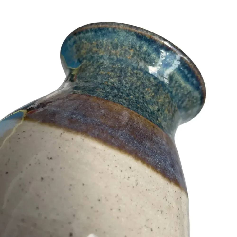 Mack Chrisco Pottery Vase Artisan Vintage 1980s Signed Earthenware Art
